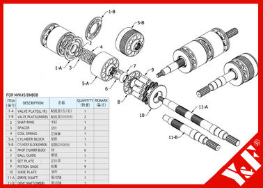 Mua Kawasaki Excavator NVK45 / DNB Hydraulic Pump Parts High Pressure and Long Life online manufacture